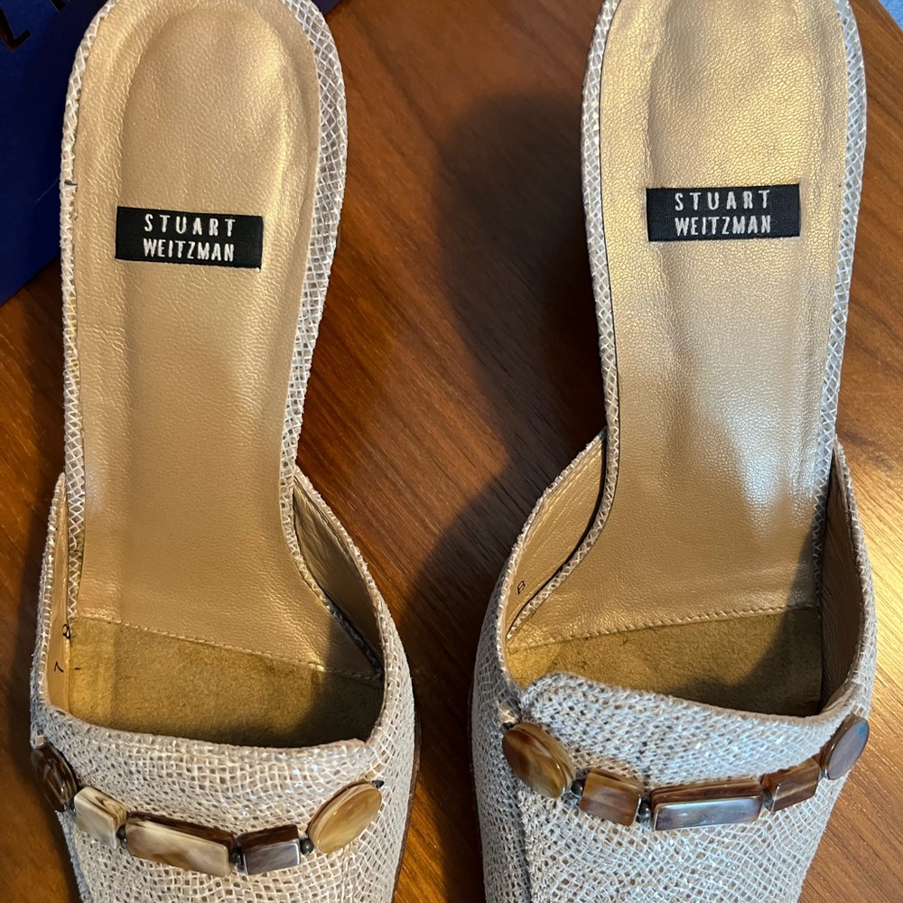 Stuart Weitzman Faux Snakeskin Mule Slides Us 7.5 - image 4